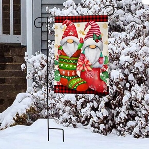 Christmas Garden Gnome Flag Holiday Stockings Vertical 12.5 in X 18 in Colorful - Picture 2 of 15